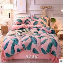 3D Pink Background Green Leaves KEP2700 Bed Pillowcases Quilt Duvet Cover Kay