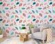 3d Pink Green Leaf Wall Murals Wallpaper Murals Wall Sticker