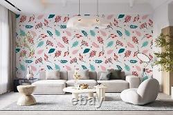 3D Pink Green Leaf Wall Murals Wallpaper Murals Wall Sticker