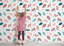 3D Pink Green Leaf Wall Murals Wallpaper Murals Wall Sticker