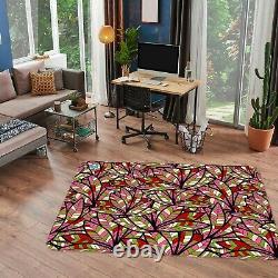 3D Pink Green Leaves NAO10534 Game Rug Mat Elegant Photo Carpet Mat Fay