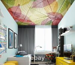 3D Pink Green Leaves ZHU406 Ceiling Wall Paper Wall Print Decal Wall Deco Zoe