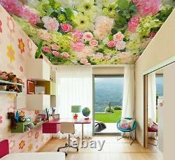 3D Pink Green Rose NA3241 Ceiling WallPaper Murals Wall Print Decal AJ US Fay