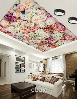 3D Pink Green Rose ZHU573 Ceiling Wall Paper Wall Print Decal Wall Deco Zoe
