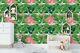 3d Tropical Pink Green Leaf Self-adhesive Removable Wallpaper Murals Wall