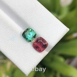 3.10 CT Faceted pink & green color tourmaline loose gemstones from Afghanistan