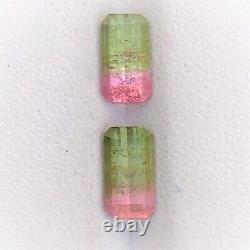 3.10 Carats Natural Faceted Cut Green Pink Bicolor Tourmaline Lose Gemstone Pair
