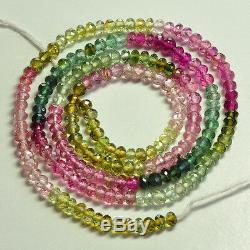 3.2mm Rubellite Pink Green Tourmaline Faceted Rondelle Beads 16.5 inch strand