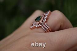 3.50Ct Pear Simulated/D Trio Bridal Set Engagement Ring 14K Rose Gold Plated 925