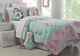 3-pc Let's Be Mermaids Full/queen Quilt Set Seahorse Starfish Pink Green