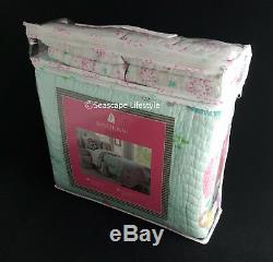 3-pc LET'S BE MERMAIDS Full/Queen Quilt Set Seahorse Starfish Pink Green