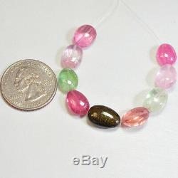 46.75CT Afghani Green Pink Peach Tourmaline Smooth Nugget Beads 4.25 Strand (9)