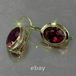 4Ct Oval Cut Red Garnet Lab-Created Drop & Dangle Earrings 14K Rose Gold Plated