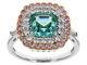 4.38 Ct Princess Green, Pink & White Cz In 925 Sterling Silver Solitaire Ring