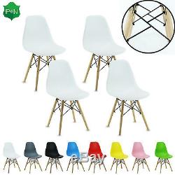 4 x Eiffel Dining Chairs Retro ABS Plastic White Black Grey Red Green Pink Blue