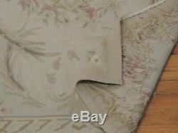 4x6 French Aubusson Rug wool Beige Green pink Gray Floral