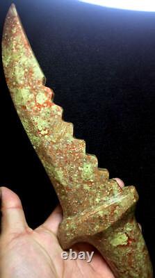 596g DIY KNIFE Amazing! Natural Red Pink Ruby in Green Epidote Crystal knife