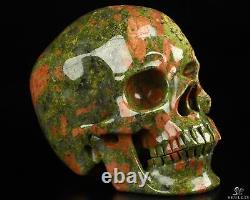 5.0 Pink & Green Unakite Hand Carved Crystal Skull, Super Realistic, Healing