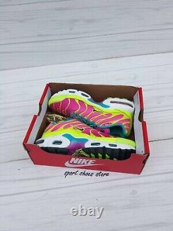 5y 6.5 Women's Nike Air Max Plus Pink Neon Green Sneakers Casual Cw5840-700