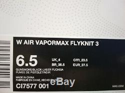 6.5 women's Nike air VAPORMAX Flyknit 3 pink green multicolor running CI7577 001