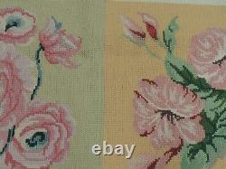 6x9 French Aubusson Needlepoint area rug Floral flat weave Green Pink Yellow
