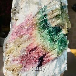 7.22lb Rare Natural Pink Green Tourmaline Quartz Crystal Gemstone Specimen