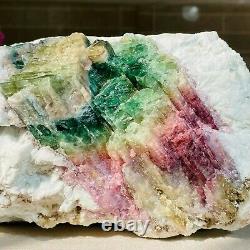 7.22lb Rare Natural Pink Green Tourmaline Quartz Crystal Gemstone Specimen