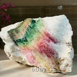 7.22lb Rare Natural Pink Green Tourmaline Quartz Crystal Gemstone Specimen