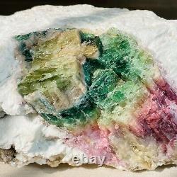 7.22lb Rare Natural Pink Green Tourmaline Quartz Crystal Gemstone Specimen