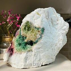 7.22lb Rare Natural Pink Green Tourmaline Quartz Crystal Gemstone Specimen