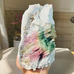 7.22lb Rare Natural Pink Green Tourmaline Quartz Crystal Gemstone Specimen