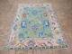 7'8 X 10 Hand Knotted Green Pink Turkish Colorful Oushak Oriental Rug G7832