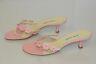 $845 New Manolo Blahnik Thong Flowers Pink Green Kitten Heels Sandals Shoes 37