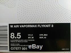 8.5 women's Nike air VAPORMAX Flyknit 3 pink green multicolor running CI7577 001