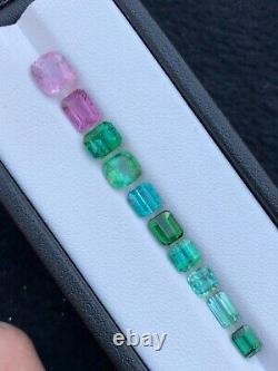 8.80ct lot of 10 pink+green color cut tourmaline loose gemstone from Afghanistan