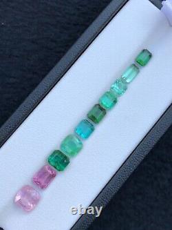 8.80ct lot of 10 pink+green color cut tourmaline loose gemstone from Afghanistan
