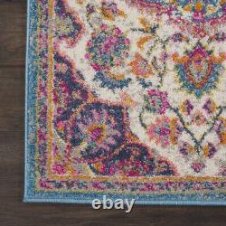 8' Pink And Green Dhurrie Runner Rug