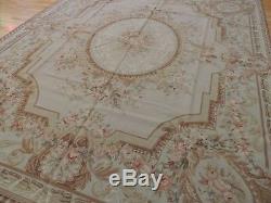 8x10 French Aubusson Needlepoint oriental area rug Gray Beige Pink Green