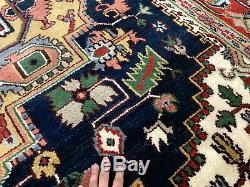 8x10 HAND KNOTTED BLUE WOOL RUG NEW OUSHAK HERIZ SERAPI green navy pink green