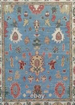 8x10 Oushak Handknotted Wool Rug Color Pink, Blue, Ivory, Green, Red, Tan1/2' pile