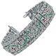 925 Sterling Silver Green & Pink Fancy Handmade Bracelet White Marquise Cz Jewel