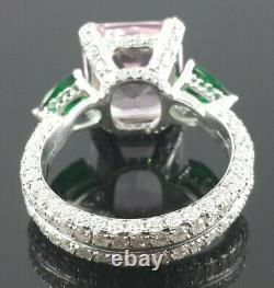 925 Sterling Silver Ring Pink Radiant Green Pear White Round Studded beautiful