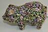 $995 New Jay Strongwater Susana Boxwood Pig Figurine Flora Green Pink