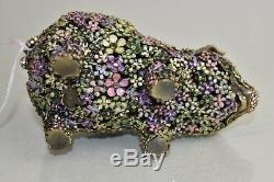 $995 NEW Jay Strongwater SUSANA Boxwood PIG Figurine Flora Green Pink