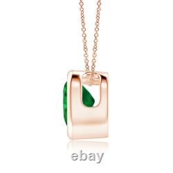 ANGARA Bezel-Set Solitaire Heart Emerald Pendant in 14K Solid Gold 18 Chain