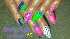 Acrylic Nails Pink Green White 3d Bows Design