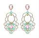 Afrodeti Astonishing Pink & Green Crystal Dazzling Gold Statement Earrings