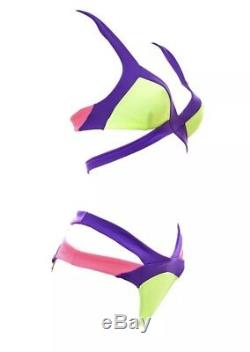 Agent Provocateur Mazzy Purple/Pink/Green Bikini Set AP 2 UK 8/10 BNWT