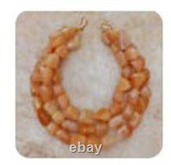 Aimee Fuller Peach Aventurine Gemstone Necklace Chunky Beaded Necklace Orange