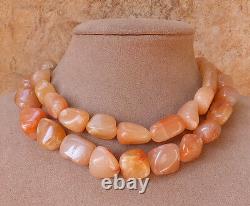 Aimee Fuller Peach Aventurine Gemstone Necklace Chunky Beaded Necklace Orange